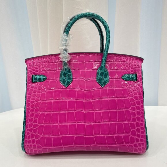 Genuine Leather Color Croc Pattern Handbag with 25cm - Picture 5 of 9
